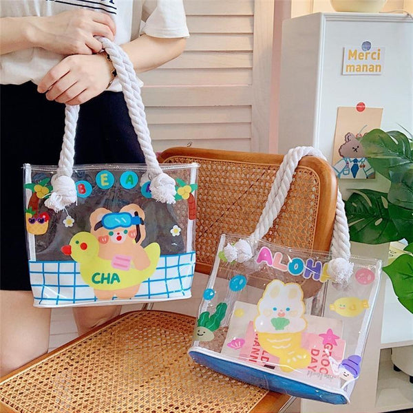 Transparent Kawaii Beach Bag - baby bun, bag, bags, beach, beach bags