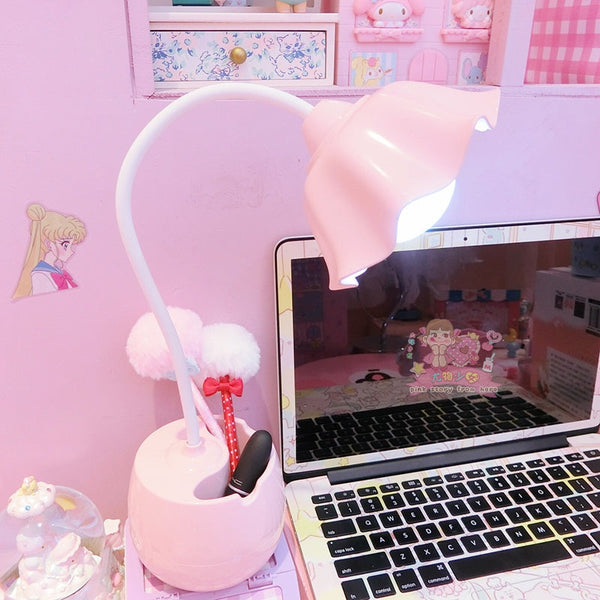 Tulip Desk Lamp - Pink - bedroom, bedroom decor, lamp, desk fairy kei
