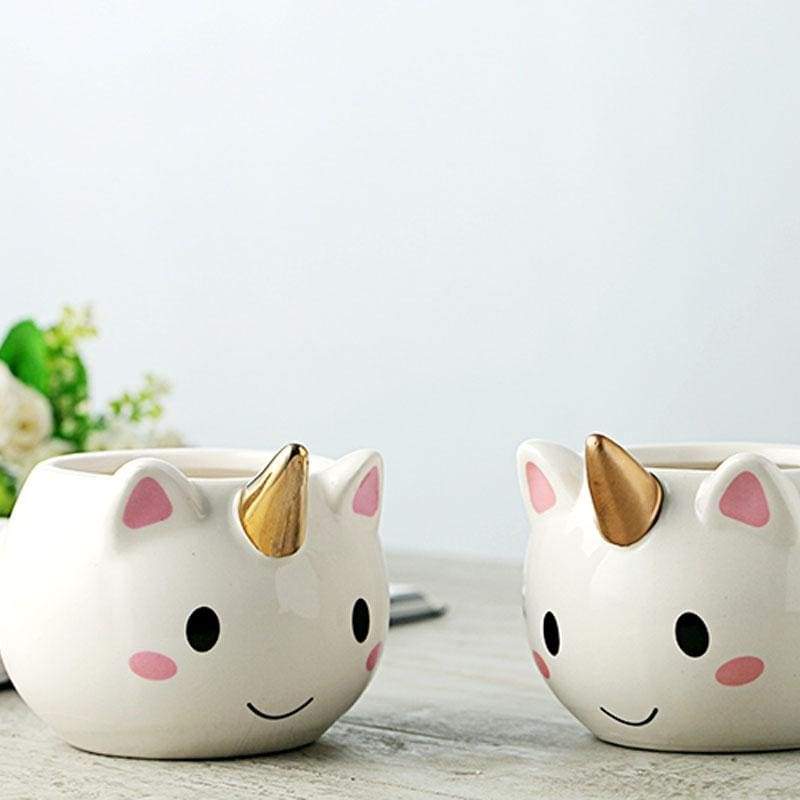 Ceramic Rainbow Unicorn Mug Golden Horn Drinking Glass Coffee Cup by DDLG Playground