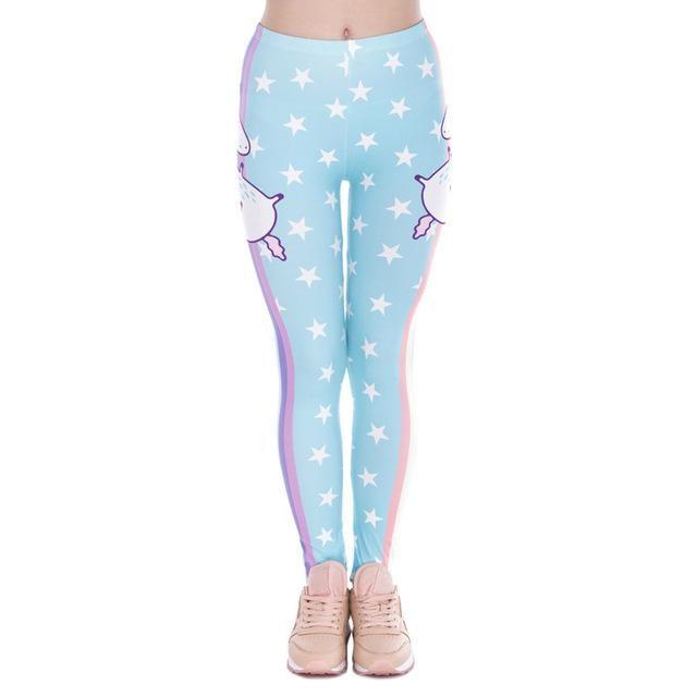 Dallonan Flare Yoga Pants Women Leggings Soft High Waisted Pants Fun  Unicorn Stars on Blue Small at  Women's Clothing store