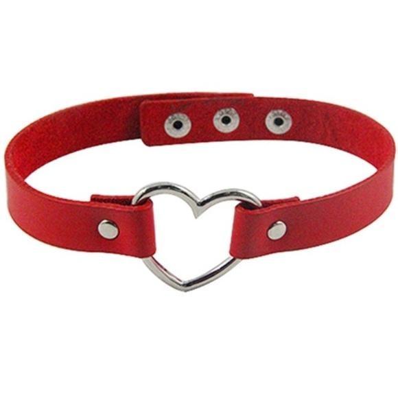 Vegan Leather Heart Collar Choker Necklace Cute Y2K 90s | Kawaii Babe