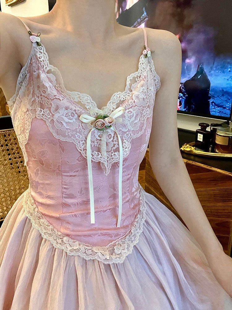 Pink Velvet Velour Rosebud Fairycore Dress Pink Velvet Velour Rosebud Fairycore Dress