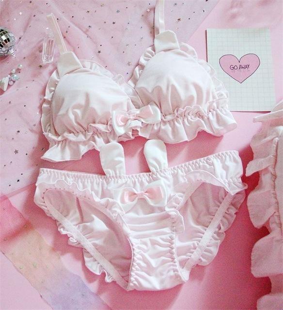 White Rabbit Lingerie Set - Pink / M (B Cup) - lingerie