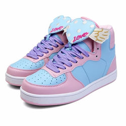 fairy kei pastel blue angel wing heart hi top sneakers high tops shoes candy colored sweet lolita yume kawaii harajuku japan fashion age regression by kawaii babe