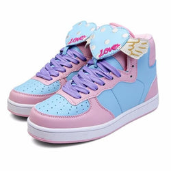 Pastel Winged Heart Harajuku Fashion Hi Top Sneakers | Kawaii Babe