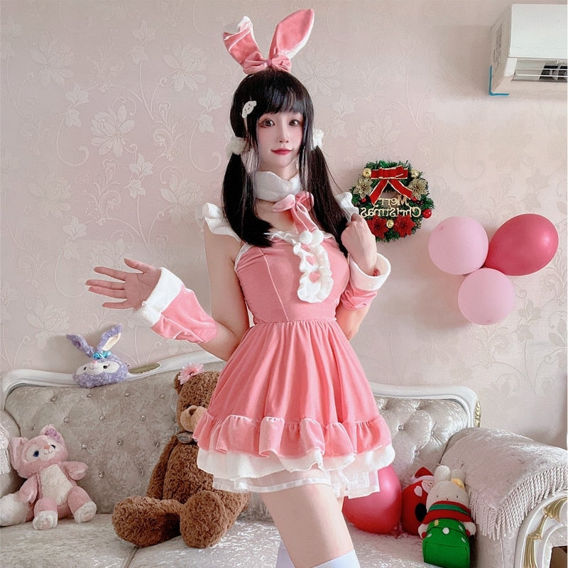Kawaii Winter Bunny Cosplay Set Velvet Velour Fabric – Kawaii Babe