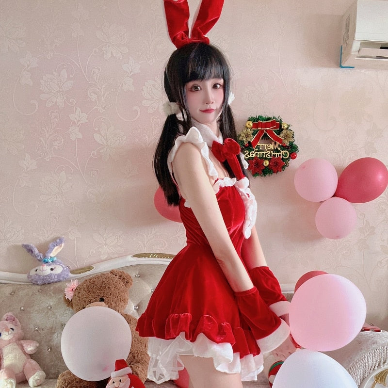 Kawaii Winter Bunny Cosplay Set Velvet Velour Fabric – Kawaii Babe