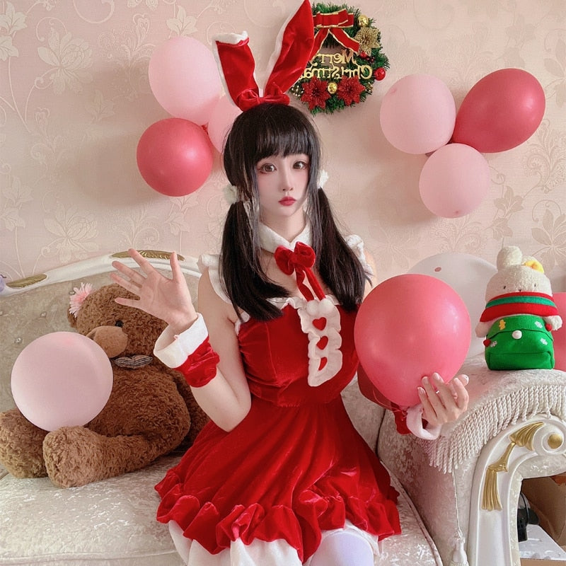 Kawaii Winter Bunny Cosplay Set Velvet Velour Fabric – Kawaii Babe