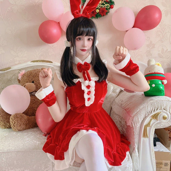 Kawaii Winter Bunny Cosplay Set Velvet Velour Fabric – Kawaii Babe