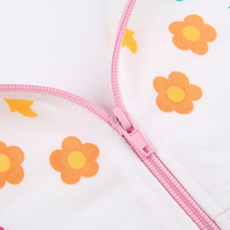 Y2K Floral Zip Up Jacket – Kawaii Babe