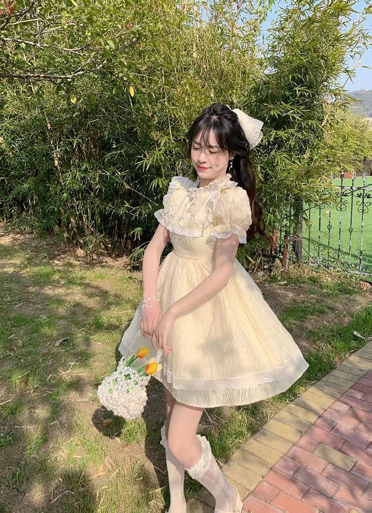Yellow Sweetheart Dress Fairycore Angelcore Cute Pastel Kawaii Babe