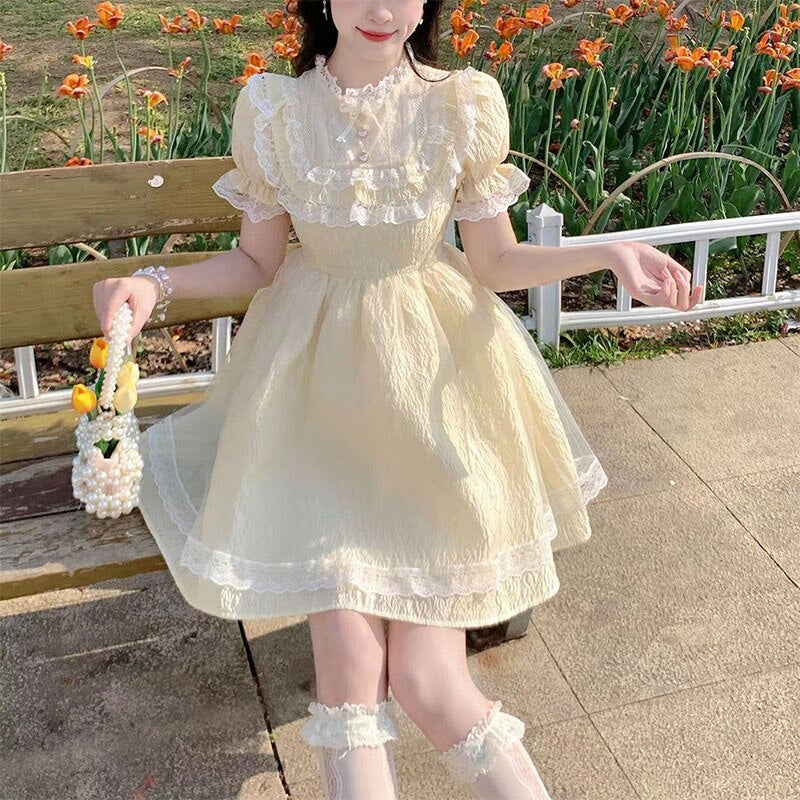 Yellow Sweetheart Dress Fairycore Angelcore Cute Pastel Kawaii Babe