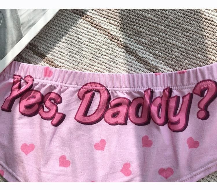 Yes Daddy Heart Panties - black underwear, briefs, daddies, daddy dom, kink